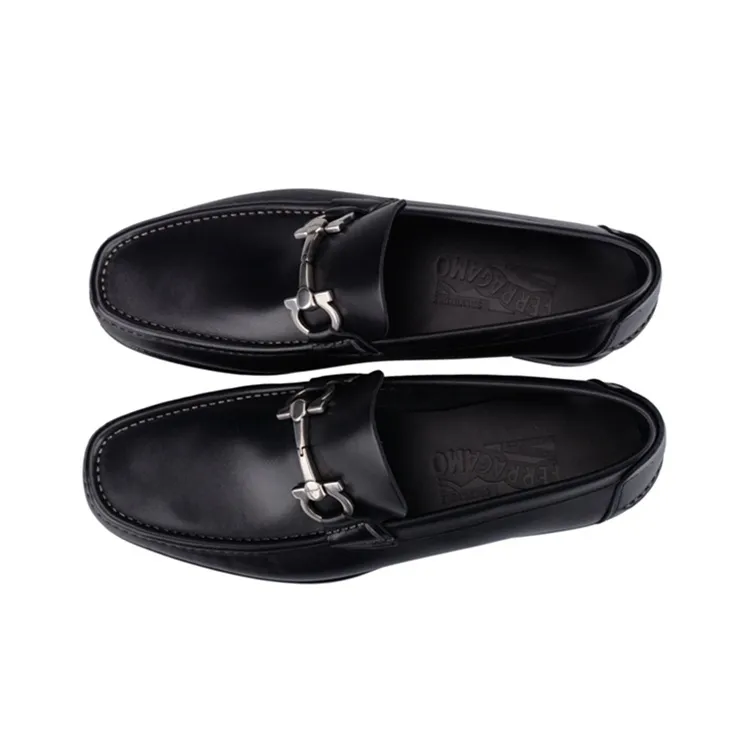 Ferragamo Double Gancini Loafer 'Black' Men's-3