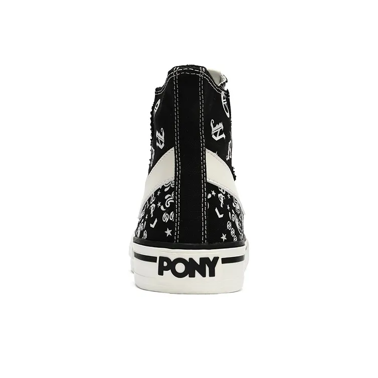 PONY Shooter Anti Slip Wear Resistant Lightweight Cushioning Breathable High Top Canvas Shoes Women's Black-4