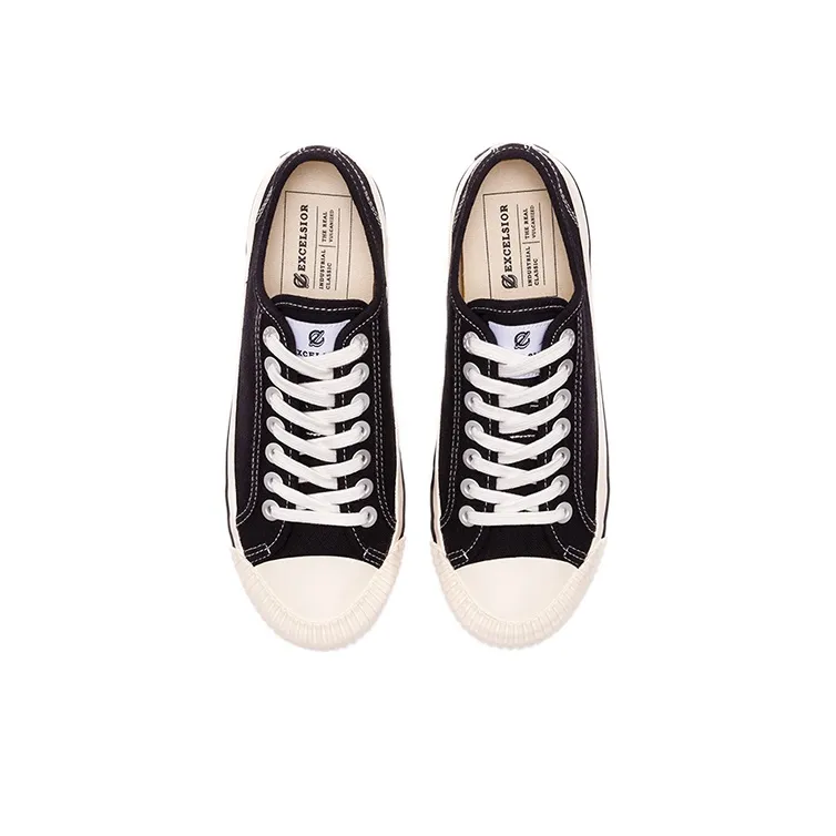 Excelsior Canvas Shoes Unisex Low Top Obsidian Black/White-3
