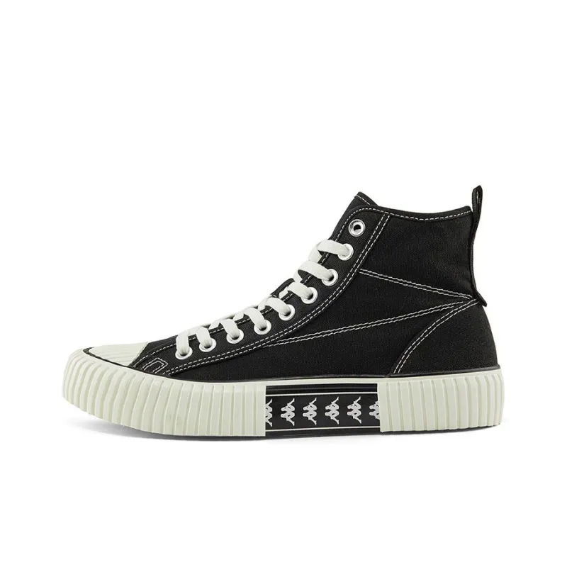 Kappa Anti Slip Wear Resistant High Top Canvas Shoes Unisex Black-0