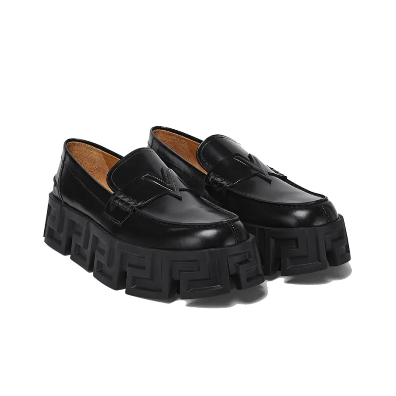 VERSACE Men's Leather Loafers Moccasins Greca Labyrinth-2