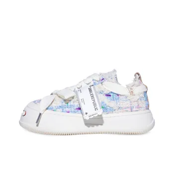 SMILEREPUBLIC Anti Slip And Wear Resistant Height Increasing Low Top Canvas Shoes Women's White Blue Purple