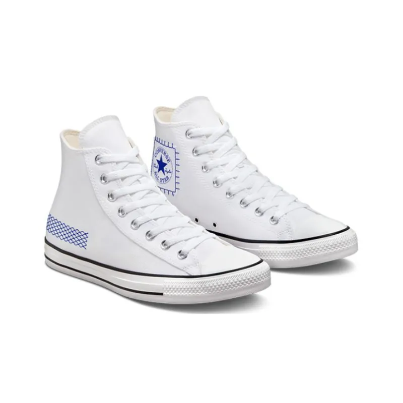 Converse Chuck Taylor All Star High Top Retro Sports Skateboarding Shoes White Blue-2