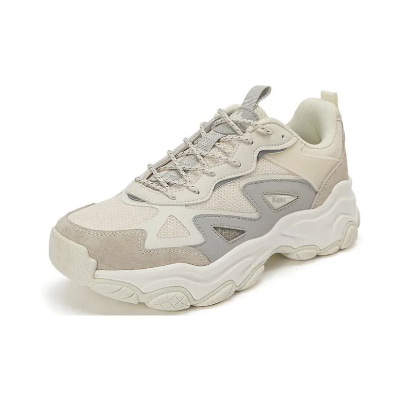 Kappa Cushioning Abrasion Resistant Breathable Coverage Low Top Chunky Sneakers Unisex Beige-1