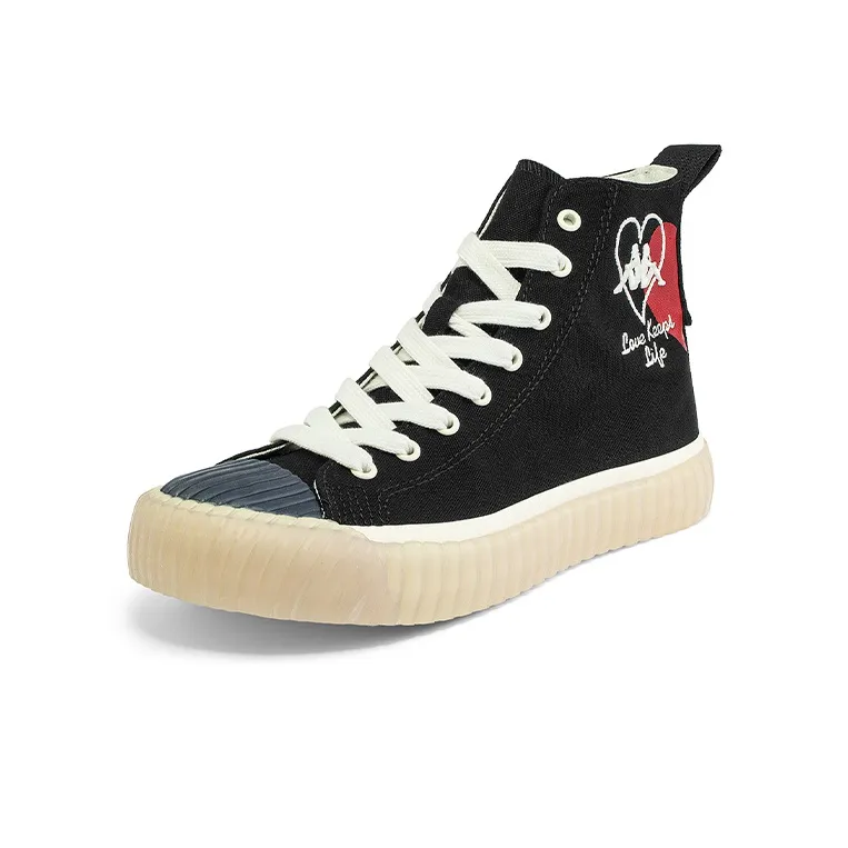 Kappa Anti Slip Wear Resistant Lightweight Coverage High Top Canvas Shoes Unisex Black-2