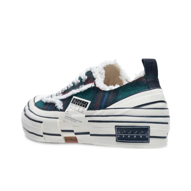 VESSEL Forrest Green Plaid Durable Breathable Low Top Canvas Shoes Unisex Green-2