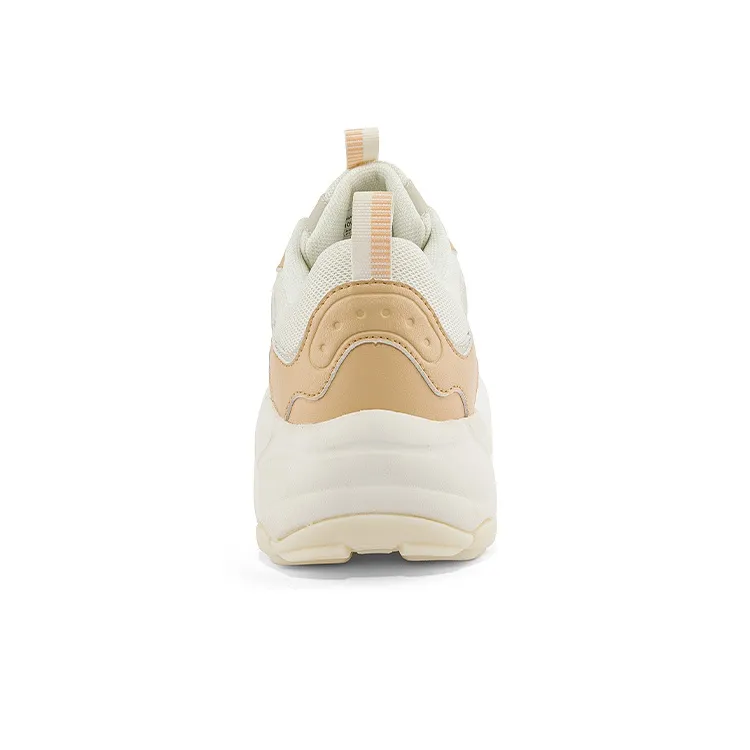 Kappa Wear Resistant Slip Resistant Low Top Chunky Sneakers Unisex White Light Yellow Umber-4