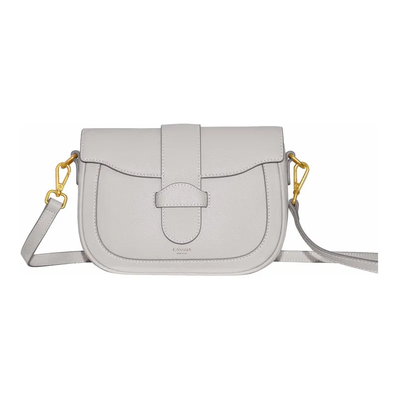CAVANA Calfskin Saddle Bag Shoulder Bag Crossbody Bag Women's Pearl Gray-0