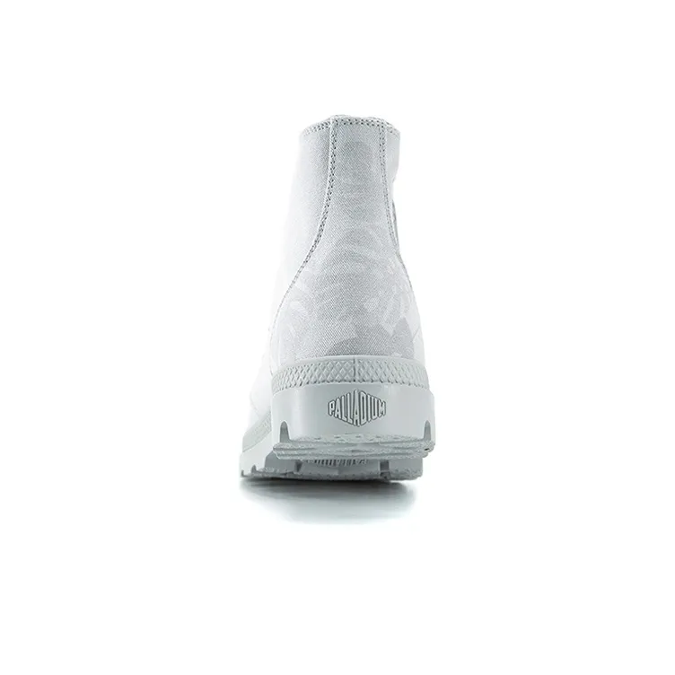 Palladium Pampa Hi Palm Camo Anti Slip And Wear Resistant Breathable High Top Canvas Shoes Unisex Mist Gray-3