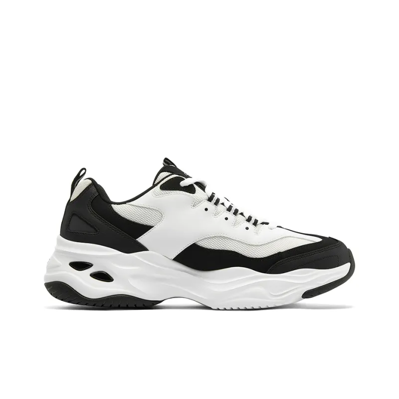 Skechers DLITES Cushioned Slip Resistant Low Top Chunky Sneakers Men's White Black-1