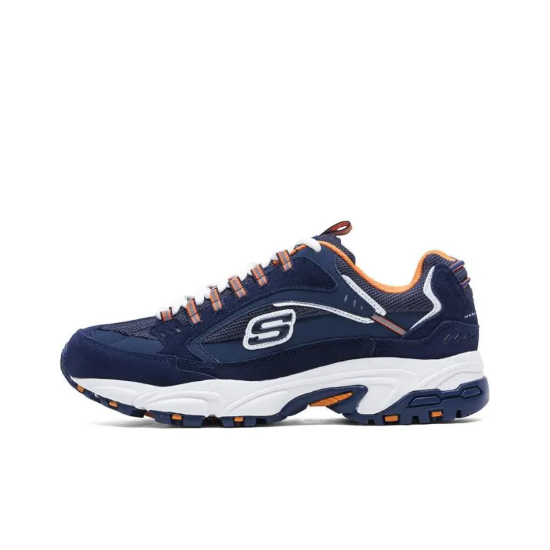 Skechers Stamina Cushioning Anti-Slip And Wear-Resistant Low-Top Chunky Sneakers Men's Blue Orange-0
