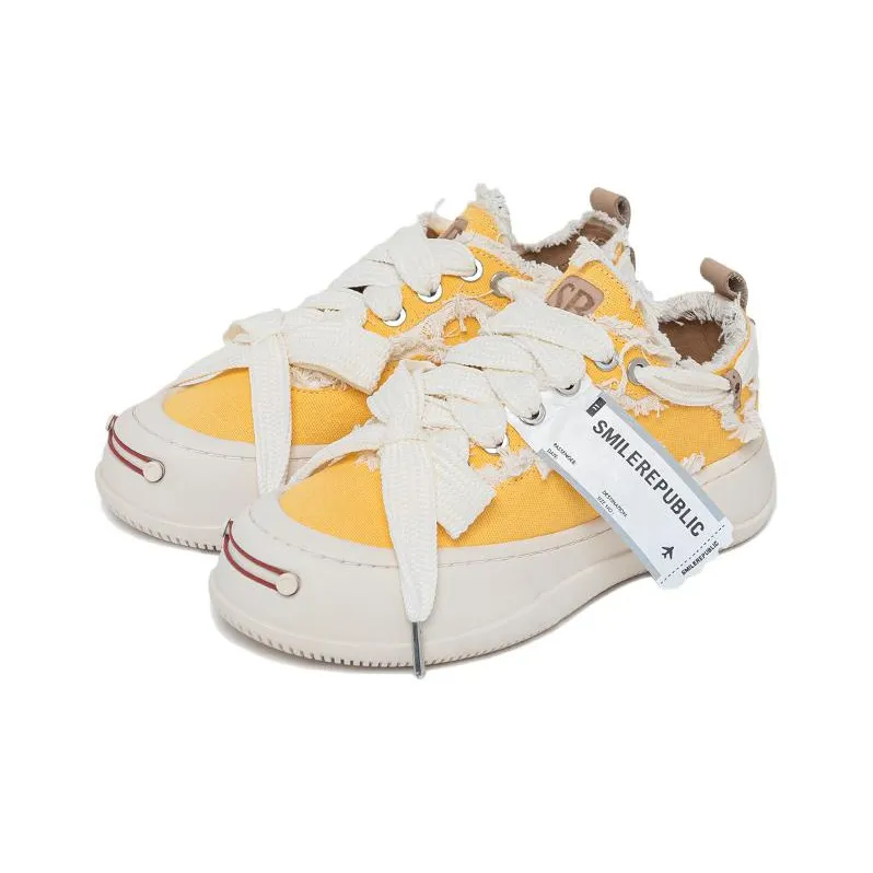SMILEREPUBLIC Anti Slip And Wear Resistant Lightweight Height Increasing Low Top Canvas Shoes Unisex Sunrise Yellow-3