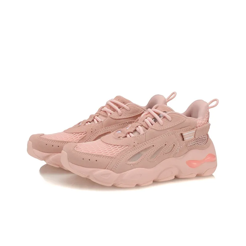 LiNing Butterfly Anti Slip Wear Resistant Low Top Chunky Sneakers Women's Pink-2