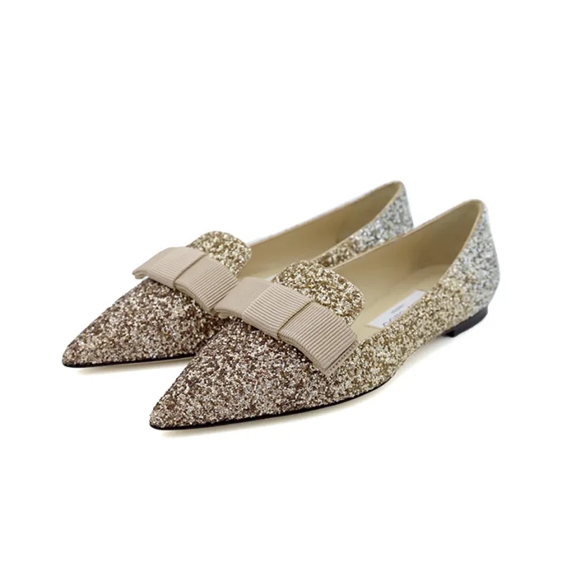 Jimmy Choo Gala Zhou Yangjie Casual Single Shoes Women's Gold-1