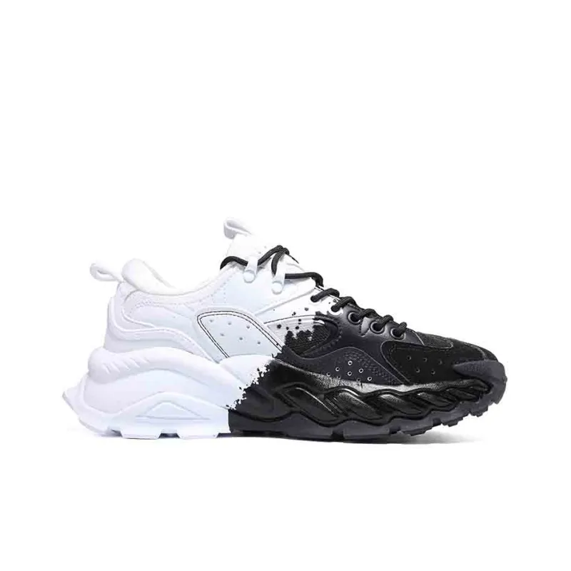 PEAK Taichi Journey 1st Generation Cushioning Slip Resistant And Abrasion Resistant Low Top Chunky Sneakers Black White-1