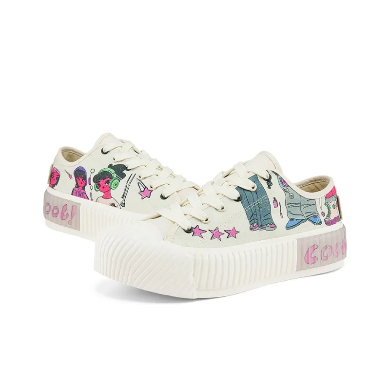 Kappa Kappa Player Series Zhao Diyu Collaboration Wear resistant And Lightweight Low Top Canvas Shoes Women's White-3