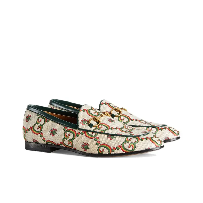 GUCCI Loafers Women's Beige Green 100th Anniversary-2