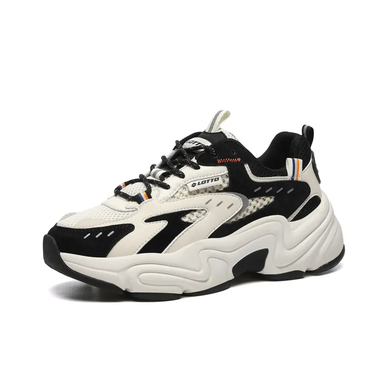 LOTTO Breathable Height Increasing Moisture-Wicking Low-Top Chunky Sneakers Men's Black/Glacier Gray-1