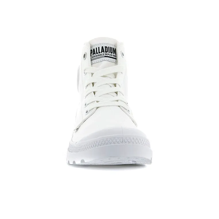 Palladium Mono Chrome Anti Slip Wear Resistant High Top Canvas Shoes Unisex White-3