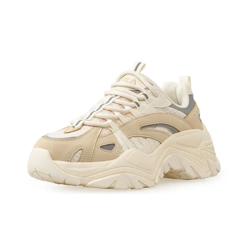 FILA FUSION Fishbone Chunky Sneakers Women's Low Top Beige Yellow-1