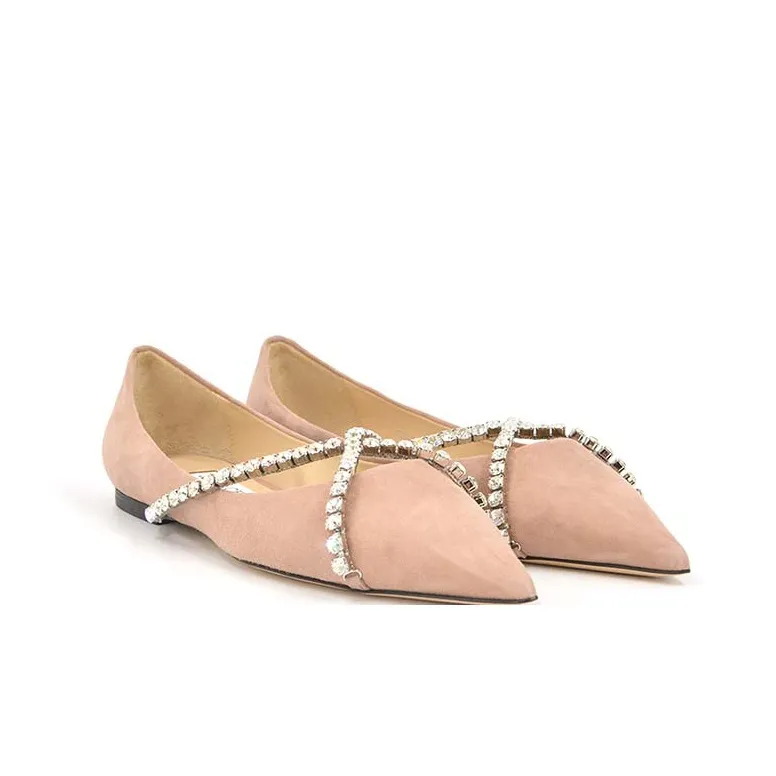 Jimmy Choo Genevi Flat Casual Single Shoes Women's Nude Pink-3