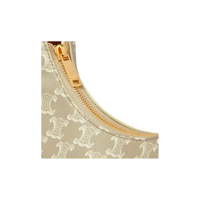 CELINE AVA Leather Trim Handbag, Shoulder Bag Women's Beige Brown-3