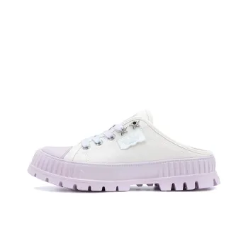 Palladium Palla Shock Mule Anti Slip And Wear Resistant Breathable Low Top Canvas Shoes Women's White Purple