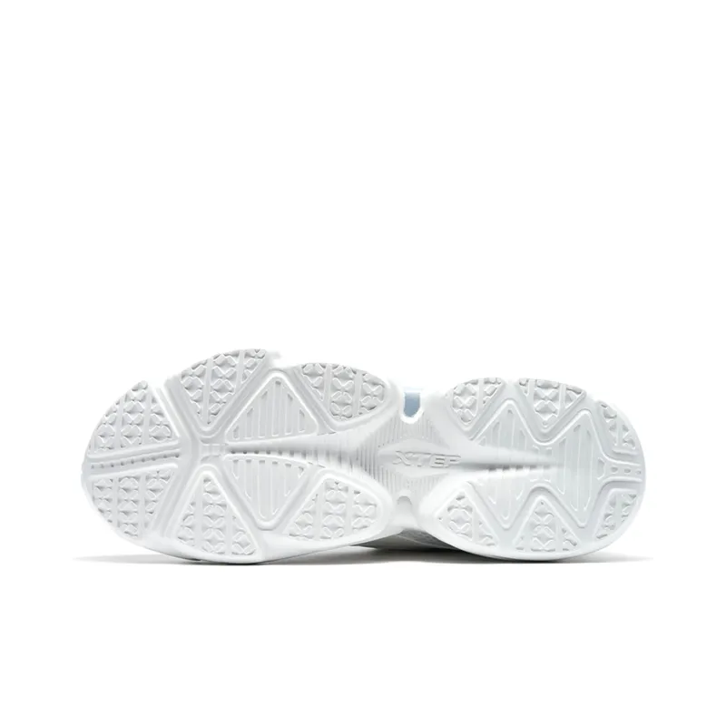 XTEP Slip Resistant Cushioning Wear Resistant Low Top Chunky Sneakers White Blue-3