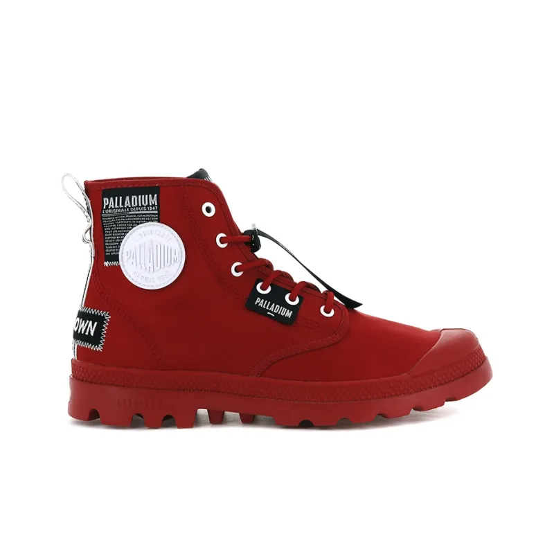 Palladium Pampa Lite Overlab Anti-Slip And Wear-Resistant Breathable High-Top Canvas Shoes Unisex Red-1