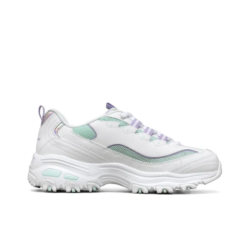 Skechers D'LITES 1.0 Cushioning Abrasion Resistant Breathable Low Top Chunky Sneakers Women's Light Green-1