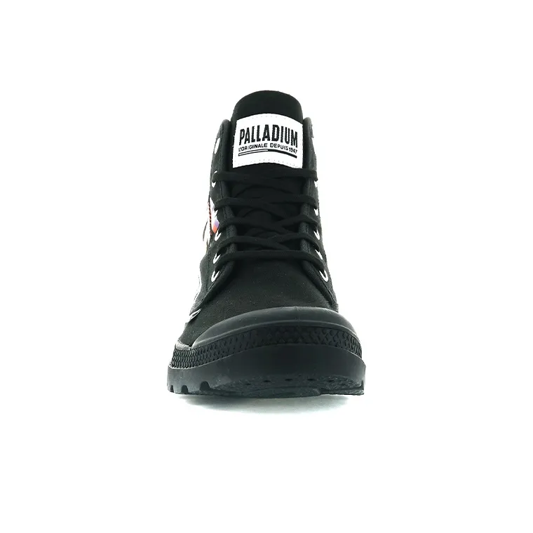 Palladium Pampa Hi Pride Anti-Slip Wear-Resistant High-Top Canvas Shoes Unisex Black-2