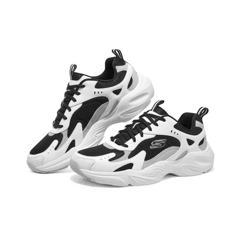 Skechers D'LITES Durable Breathable Low Top Chunky Sneakers Men's Black White-3