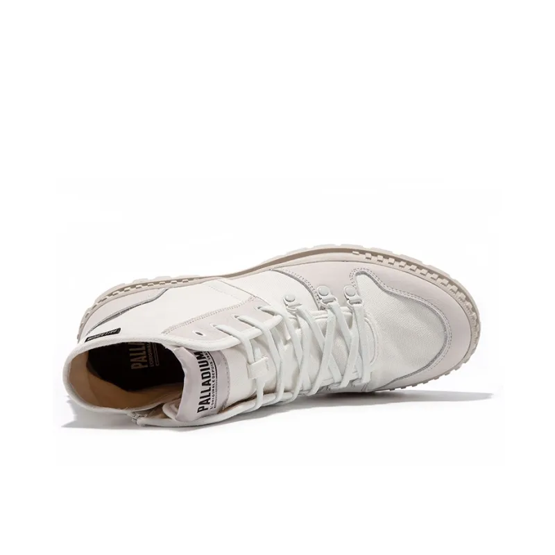 Palladium Pallashock Hiker Anti-Slip And Wear-Resistant Height Increasing High-Top Canvas Shoes Unisex Star White-2
