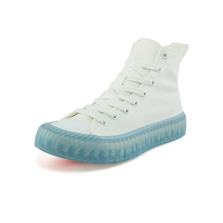 Kappa Jelly String Label Anti Slip And Wear Resistant Lightweight High Top Canvas Shoes Unisex Blue White-1