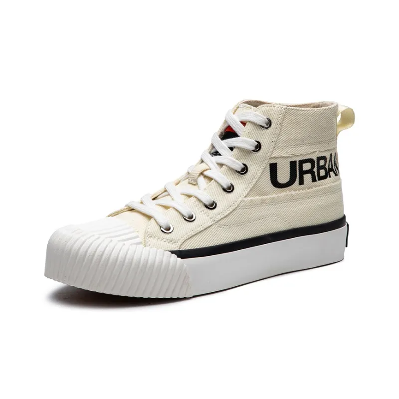 Lee Height Increasing Lightweight Breathable High Top Canvas Shoes Unisex Light Beige-1