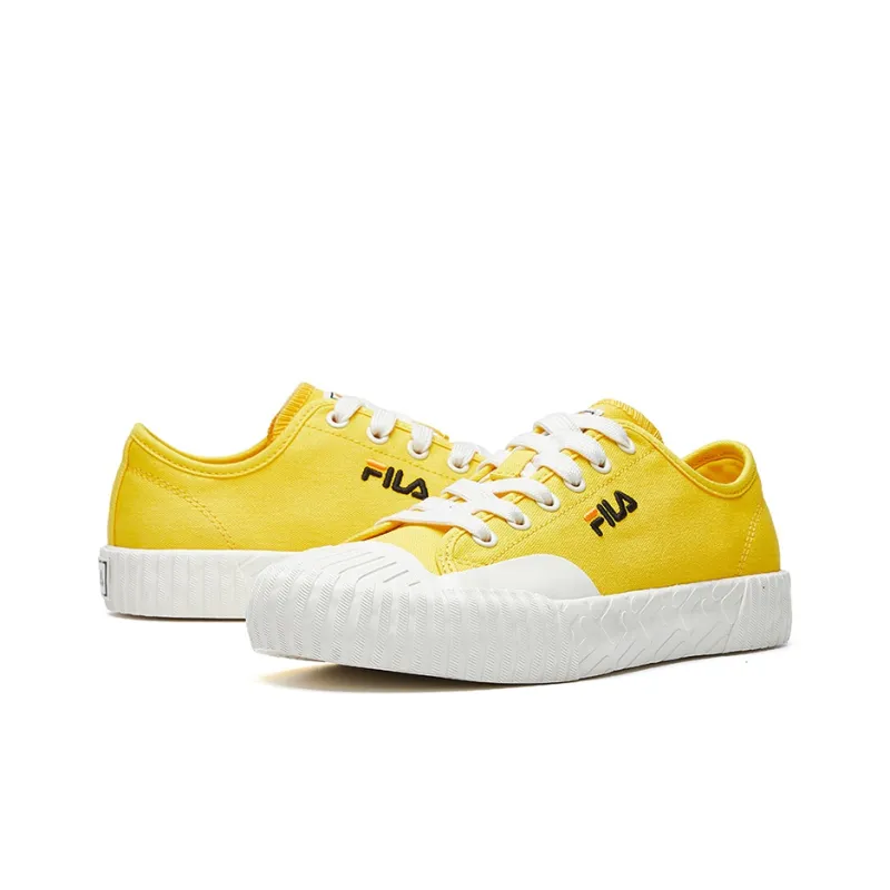 FILA FUSION Carve Wear Resistant Low Top Canvas Shoes Women's Yellow White-3