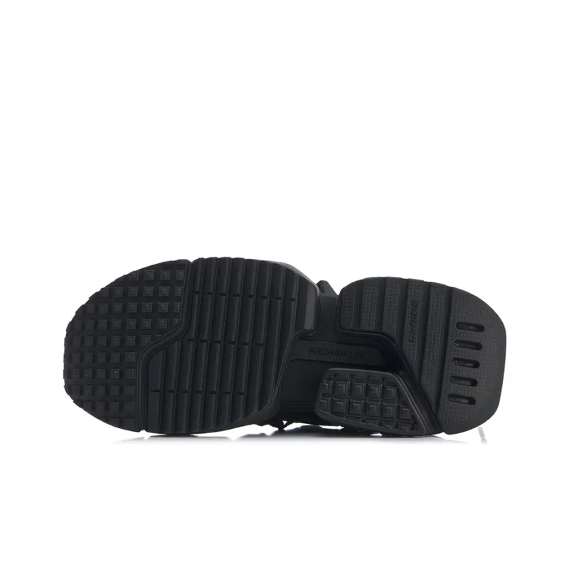 LiNing Pan Gu Cushioning Anti Slip And Wear Resistant Low Top Chunky Sneakers Women's Black-4
