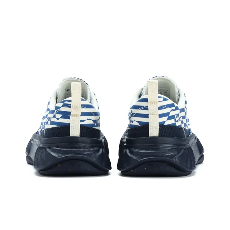 FILA Gear Anti Slip Wear Resistant Breathable Lightweight Low Top Canvas Shoes Men's Blue White-3