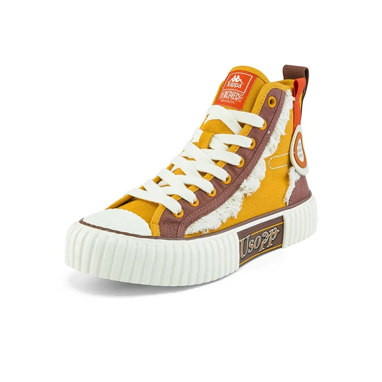 Kappa One Piece Anti-Slip And Wear-Resistant Coverage High-Top Canvas Shoes Unisex Field Yellow Stone-1