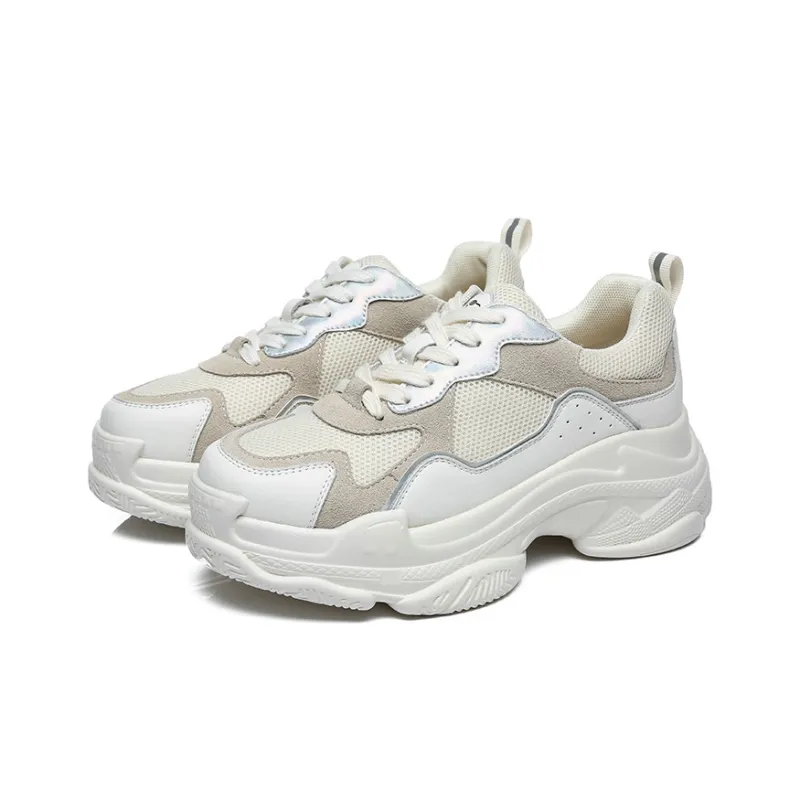 EVERAU Chunky Sneakers Women's Low Top White-2