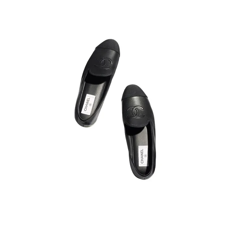 CHANEL Cc Loafers Black Lambskin Women's-2