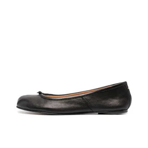 Maison Margiela Leather Flat Shoes Black Wmns