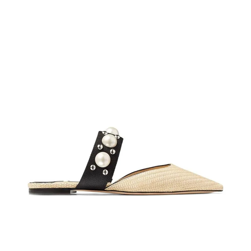 Jimmy Choo Basette Women's Casual Shoes Women's Beige White Black-1