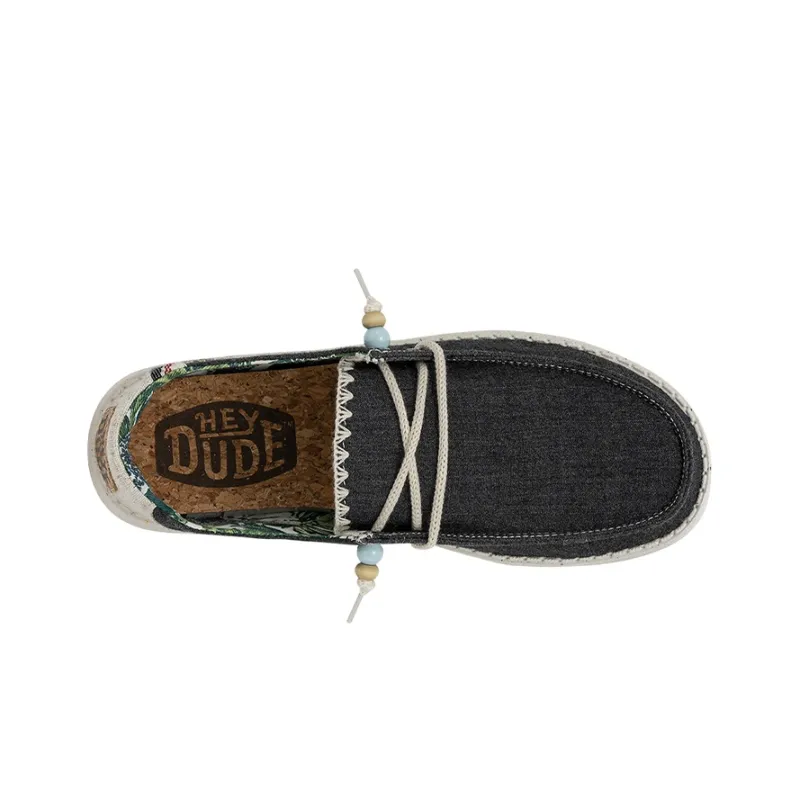 Heydude Canvas Shoes Women's Low Top Carbon Black-3