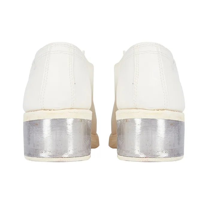 GUIDI Soft Horse Leather Flat Shoes Women's White Silver Root-4