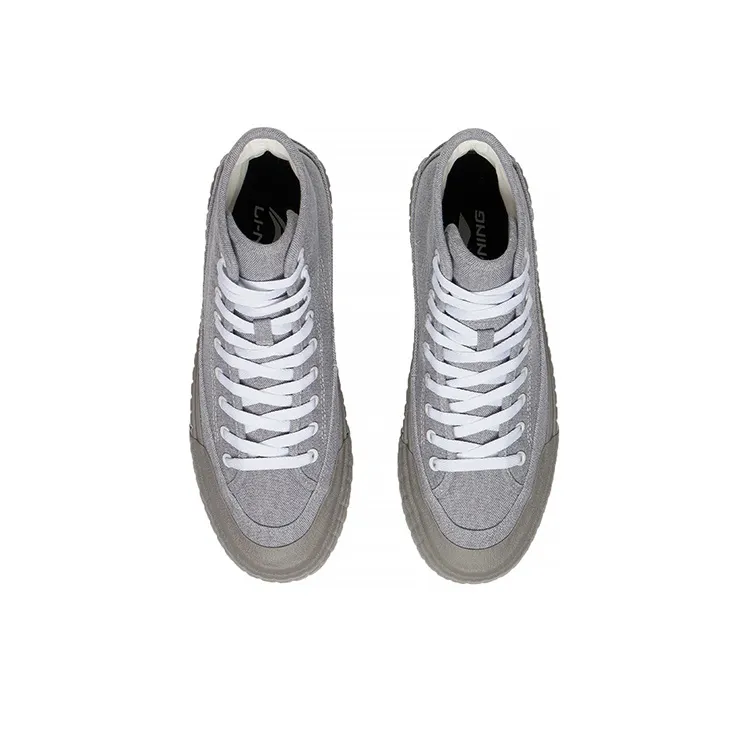 LiNing High Top Canvas Shoes Men's Snow Gray-3