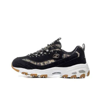 Skechers D'LITES Cushioning Anti-Slip Wear-Resistant Breathability Low-Top Chunky Sneakers Women's Black
