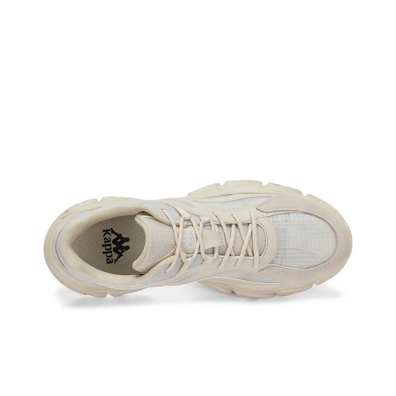 Kappa Anti Slip And Wear Resistant Breathable Low Top Chunky Sneakers Unisex White Gray-3
