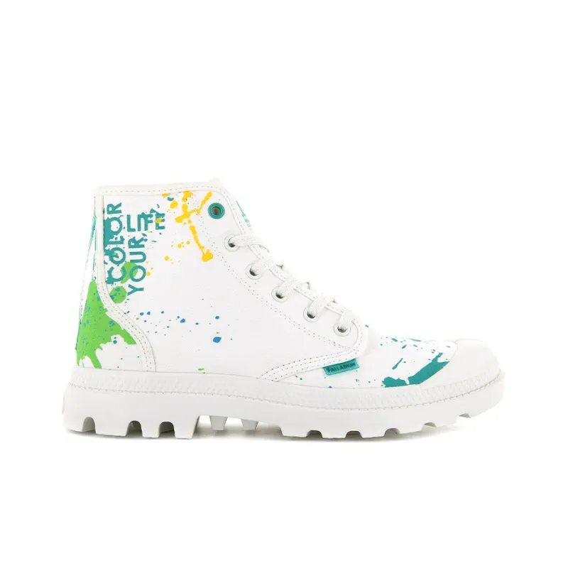 Palladium Pampa Hi Explore Anti Slip And Wear Resistant Breathable High Top Canvas Shoes Unisex White Green-1