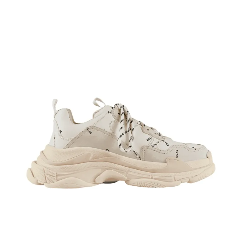 Balenciaga All Over Logo Triple S Beige Black-1